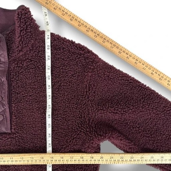 Athleta Womens‎ Fleece Sherpa Pullover Quarter Snap Up Burgundy Warm Sweater XS - Picture 8 of 8